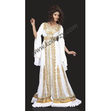 Unique White & Gold Embroidered Designer Caftan