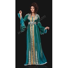 Unique Green & Blue Color Jacket Style Moroccan Kaftan