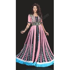 Flamboyant Pink & Blue Jacket Style Moroccan Designer Kaftan